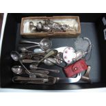 Figure of a Clown, together with assorted spoons, decanter labels, mesh purse, etc:- One Box