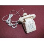 A Cream Coloured Late XX Century French Push Button Telephone, with separate speaker in cradle,