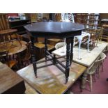 Late XIX Century Walnut Octagonal Topped Window Table, on turned supports with "X" stretchers.