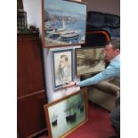 A Colour Reproduction Print After G. Deschamps of Boats in a Harbour, and further prints including