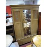 Early XX Century Mahogany Wardrobe, with central mirror door, panelled sides, with inlaid decoration