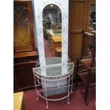 A Mid XX Century Mirror Back Hallstand , top with arch topped mirror over demi lune mirror topped