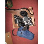 Praktica LTL Camera, Macro 35-105mm lens, other lenses, etc:- One Box