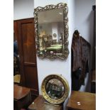 Atsonea Rectangular Wall Mirror, with pierced scroll frame, together with a circular wall mirror