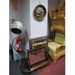 A Bevelled Rectangular Wall Mirror, in silvered frame, an early XX Century gilt framed convex