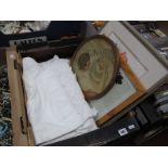 Early XX Century White Linen Table Cloths, pictures, etc:- One Box