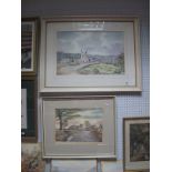 A Framed Watercolour Titled St Peter's Hartshead, depicting country lane with church signed Chapman,