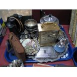 Viners Tea Service, tray, H. Samuel clock, Dekarem Carl Zeiss Jena binoculars, lighters, Windsor