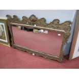 Painted Gilt Wooden Framed Rectangular Wall Mirror, with shell and scroll motifs.