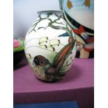 A Moorcroft Pottery Ovoid Vase, tubelined and decorated in the Swaledale Winter design by Kerry