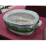 A XIX Century Copeland Pottery Footbath, with acorn and leaf decoration to serpentine rim, twin