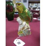 A Royal Crown Derby Imari Paperweight, modelled as an Amazon Green Parrot, limited edition number