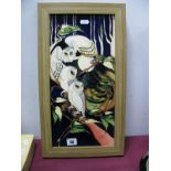 A Moorcroft Pottery Rectangular Plaque, tubelined and decorated in the Moonlight Flight design by