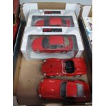 Four 1:18 Scale Diecast Cars, two boxed U.T. models, BMW 318 and 318is, and two loose Burago