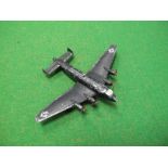A Late 1930 Dinky Aircraft No.620 Junkers JU90 Air Liner, probably repainted black, playworn but