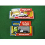 Two Boxed original Dinky Diecast Toys. #264 Rover 2500 Police Set with policeman figure and signs