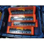 Five Boxed Hornby "OO" Gauge Coaches, #R422 LMS 1st Class Coronation Scot (4) and #423 LMS Brake 3rd