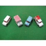 Four Dinky Mini Based Diecast Vehicles. No. 199 Countryman in blue, No. 197 Traveller in white, "