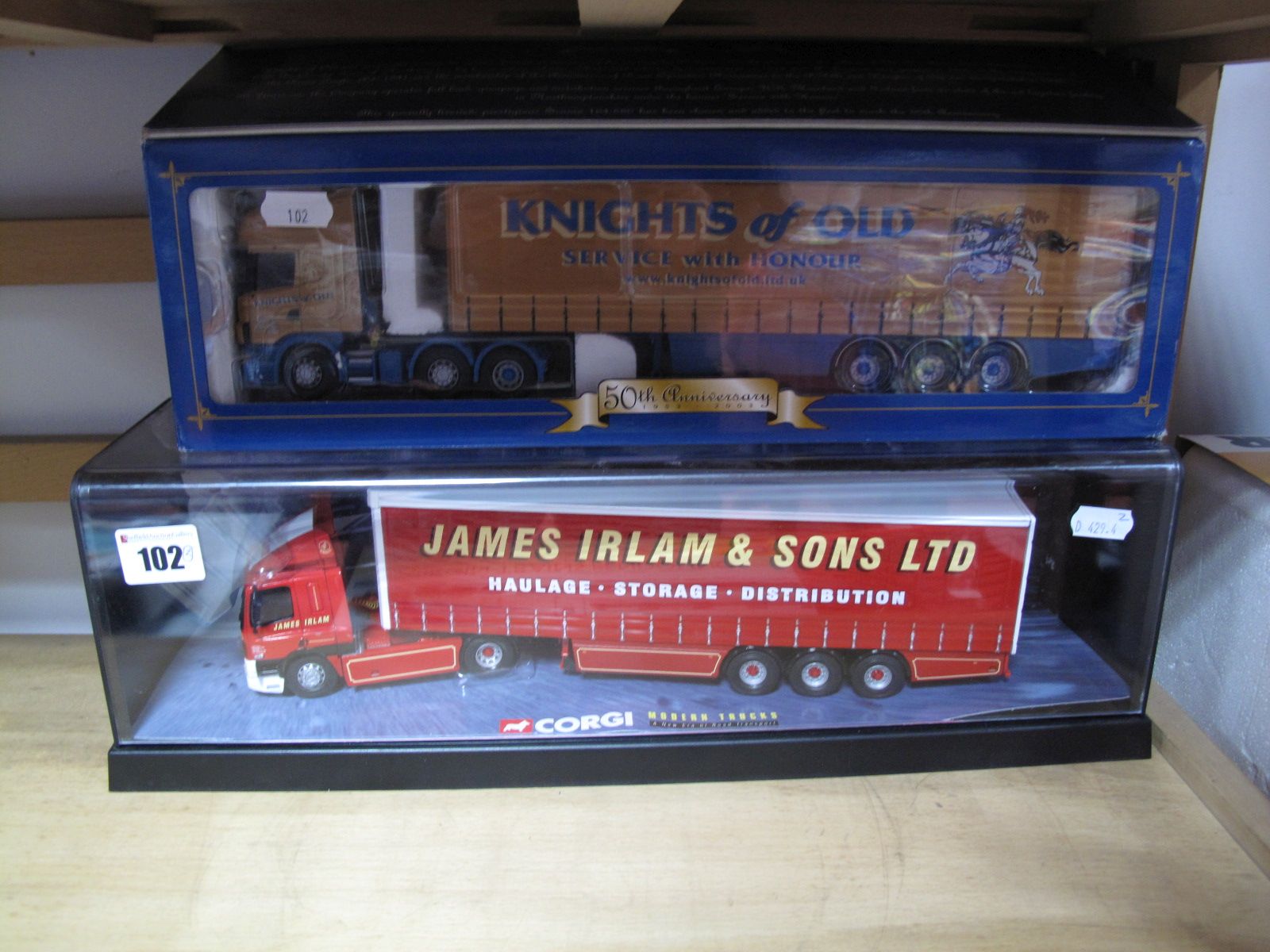 Two Boxed and Cased Corgi 1:50th Scale Diecast Lorries. #CC12911 Scania Topline Curtainside- "