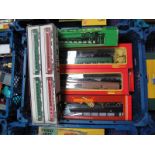 Six "OO" Scale Railway Eight Wheel carriages by Hornby, including two royal train. All boxed. Plus