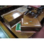 A Mahogany Sewing Box, boxwood stringing, with contents, and a Victorian walnut writing slope. (2)