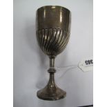 A Hallmarked Silver Goblet, of semi reeded design, engraved "HP Cup 1907 H.W. Fedn Banbury Y.B.