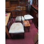 A Pair of Mahogany Dining Chairs, lattice backs, on squared tapering legs, close studded stuffover