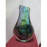 A Late XX Century Studio Glass Vase, of flattened baluster form, with multicoloured swirl