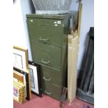 An Early to Mid XX Century Green Four Heights Metal Filing Cabinet.