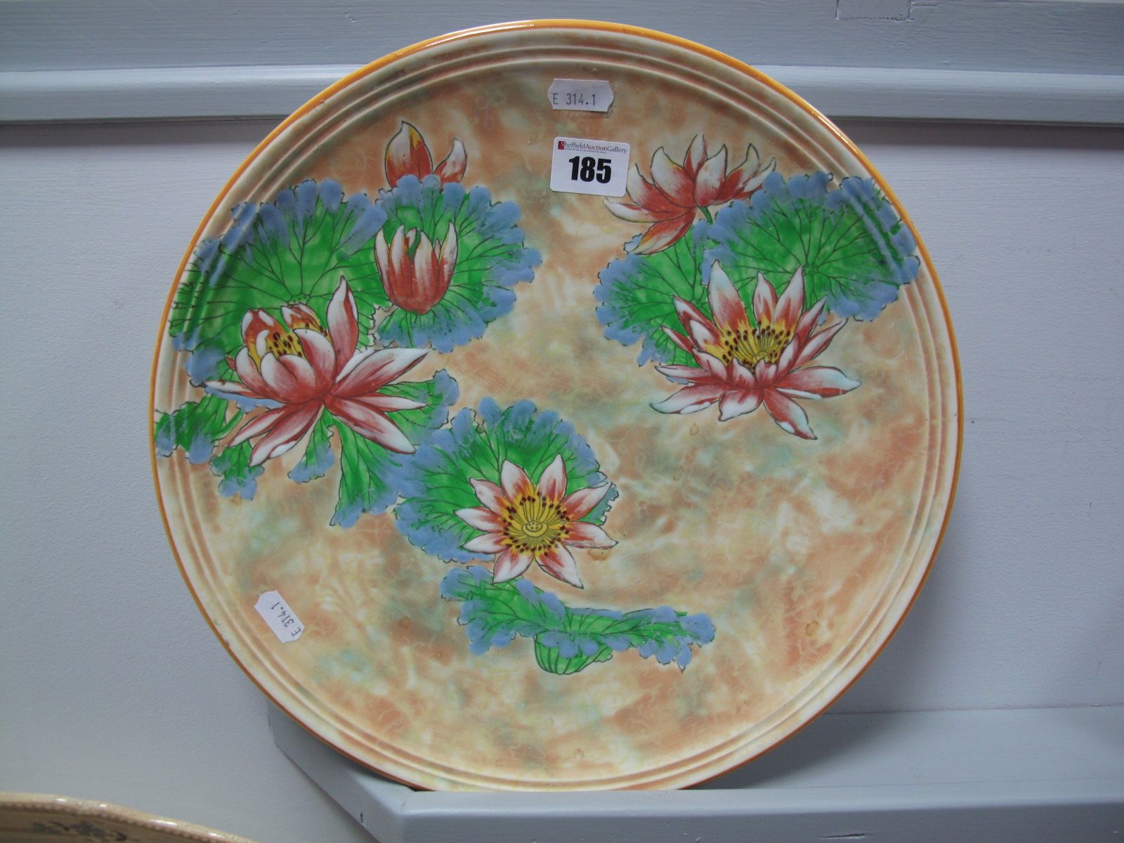 A Circa 1940's/50's Royal Doulton "Water Lillies" Pattern Dished Plate, D6134, diameter 35cms.