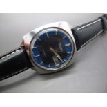 Seiko; A Gent's Automatic Wristwatch, the signed blue dial with day/ date aperture, on later strap.