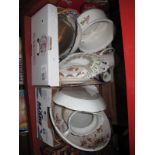 A XIX Century Bowl, ribbon style dishes, meat plate, china, etc:- Two Boxes