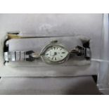 Hamilton; A Lady's Wristwatch, the signed marquise shape dial with baton markers, case stamped "