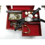 Assorted Lady's and Gent's Wristwatches, contained in a red jewellery box.