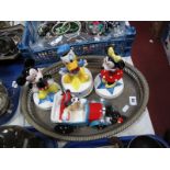 Schmid Walt Disney Figures of Mickey Mouse, Minnie Mouse, musical Donald Duck and "Yes Sir That's Mt