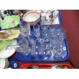 1902 Coronation Glass, "GR" liqueurs, XIX Century and later drinking games:- One Tray