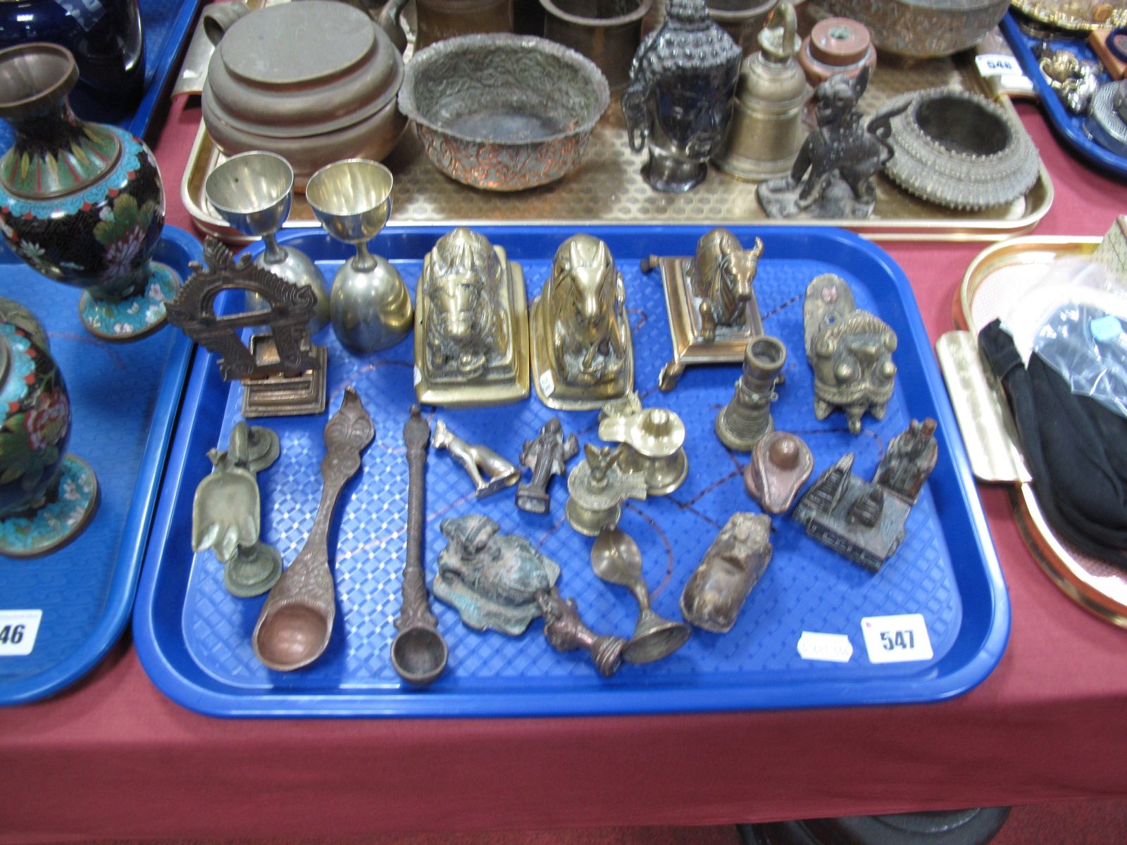 Middle Eastern Sacred Cow Candle Snuffers, miniatures including Aztec temple, cobras, spoons,