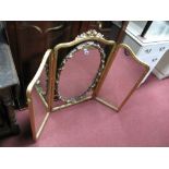 A French Style Gilt Framed Triple Dressing Mirror, with oval swing centre.