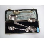 A Hallmarked Silver Rifle Club Spoon, in incorrect fitted case, together with a teaspoon and three