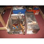 A Quantity of Loose Tools, mostly wooden handled including planes, chisels, drill bits, etc:- Two