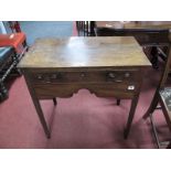 A Late XVIII Century Oak Side Table, with a rectangular top, single drawer, shaped apron, on