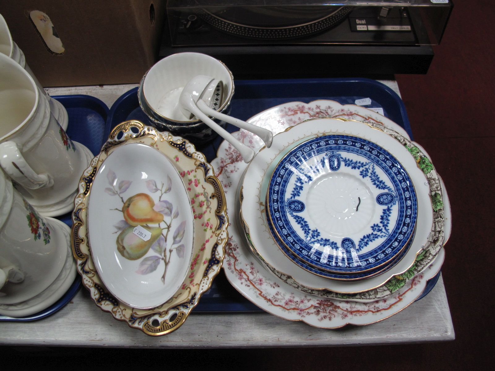 Wedgwood, ladles, pair of XIX Century floral plates with impressed mark:- One Tray