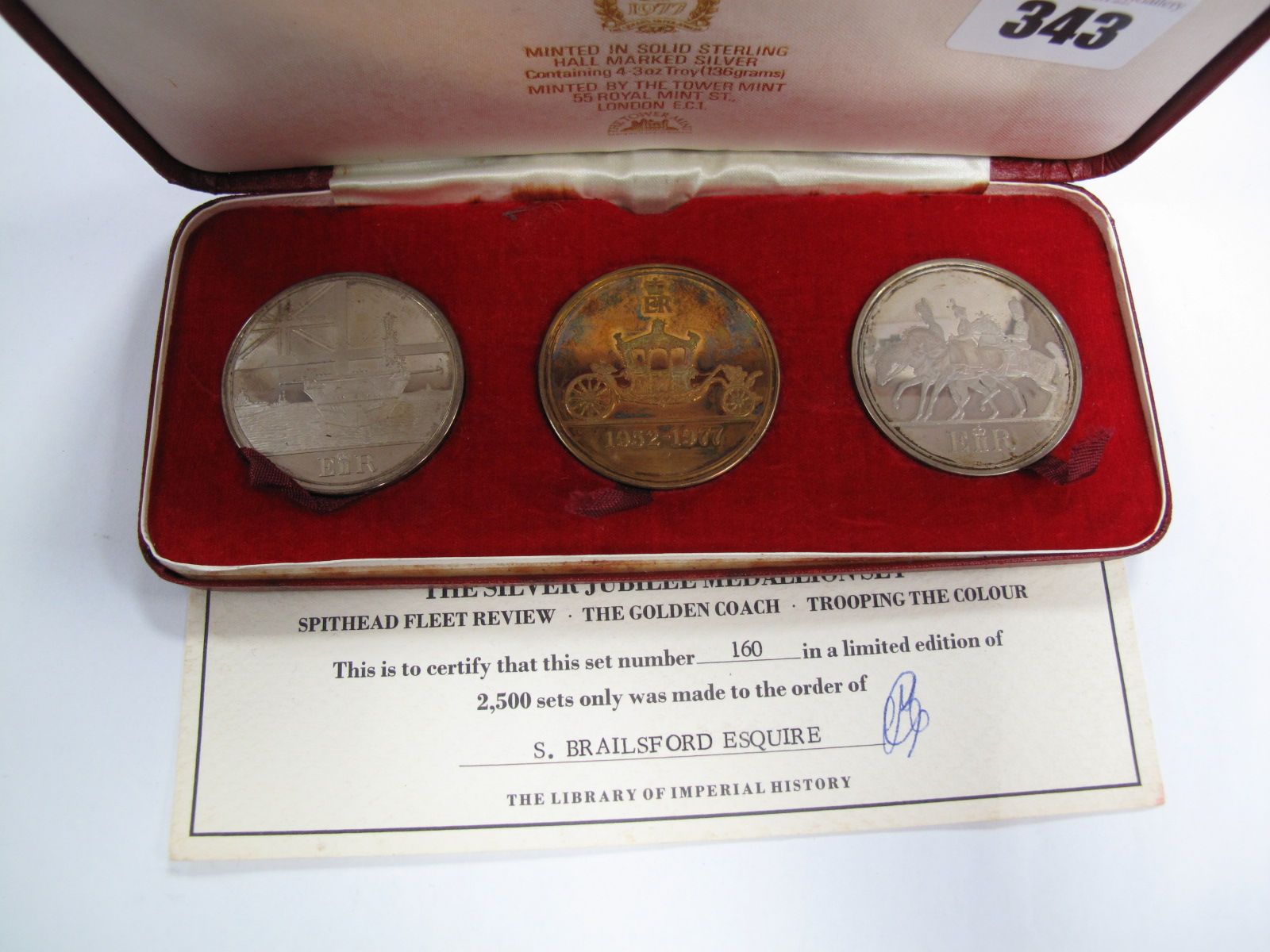 A Ltd Edition Cased Sterling Silver Jubilee Medallion Set, including Spithead Fleet review, the