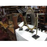 An Early XX Century Gilded Triple Dressing Table Mirror, together with one other triple mirror, with