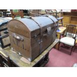 An Early XX Century Leather Bound Domed Top Travel Case, having initials A-E. L stamped to both