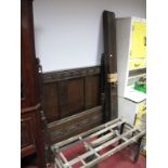XIX Century and Later 3'6" Oak Single Bed, with carved scroll decoration to top of head and