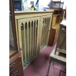 A Pair of XIX Century Stripped Pine Wall Hanging Bookcases, each with plain moulded cornice over