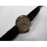 Gradus; A 9ct Gold Cased Lady's Wristwatch, the signed dial with Arabic numerals, within plain case,