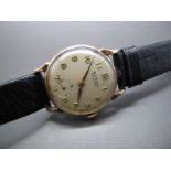 Buren; A 1950's Gent's 9ct Gold Cased Grand Prix Wristwatch, the signed dial with Arabic numerals