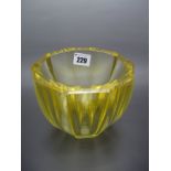 Daum Nancy France. Citrine glass bowl of cupped decagonal form, 12cms high, 14.5cms wide. Makers